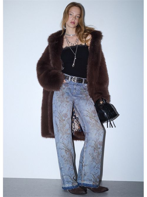 Jeans straight a vita alta con stampa LIU JO | UF6165D0371/79103